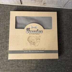 Fuzzies for Better Babies Gray Cotton Knit Jersey Recieving Baby Blanket